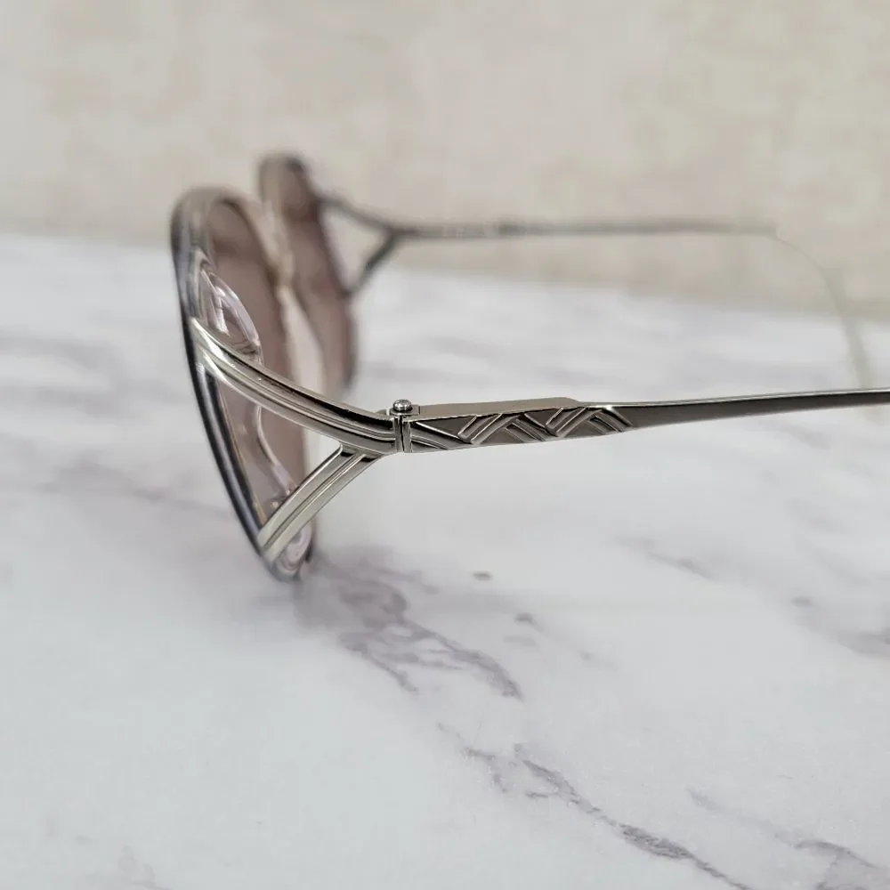 Elasta Italian Vintage Clear and Blue Streak Frames Eyeglasses Glasses